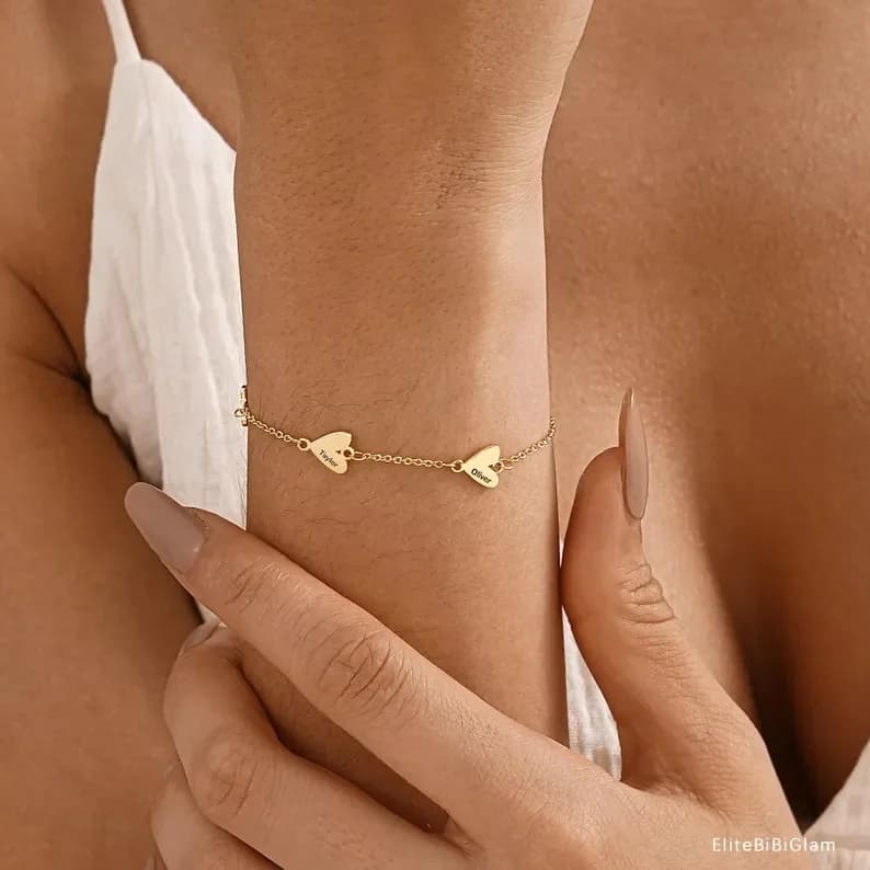 Light Luxury Design 316L Stainless Steel Heart-Shaped Gold Bracelet Necklace For Girls Exquisite Daily Jewelry Accessories