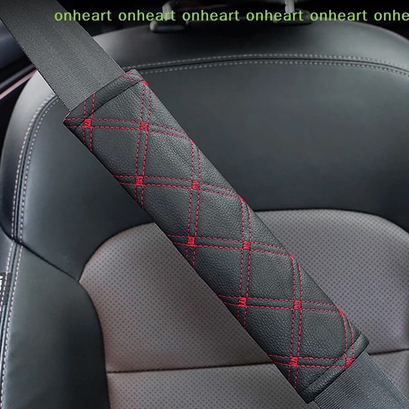 [C]Car Seat Belt Cover PU Leather Safety Belt Shoulder Cover Breathable Protection Pad Auto Interior Decor Accessories