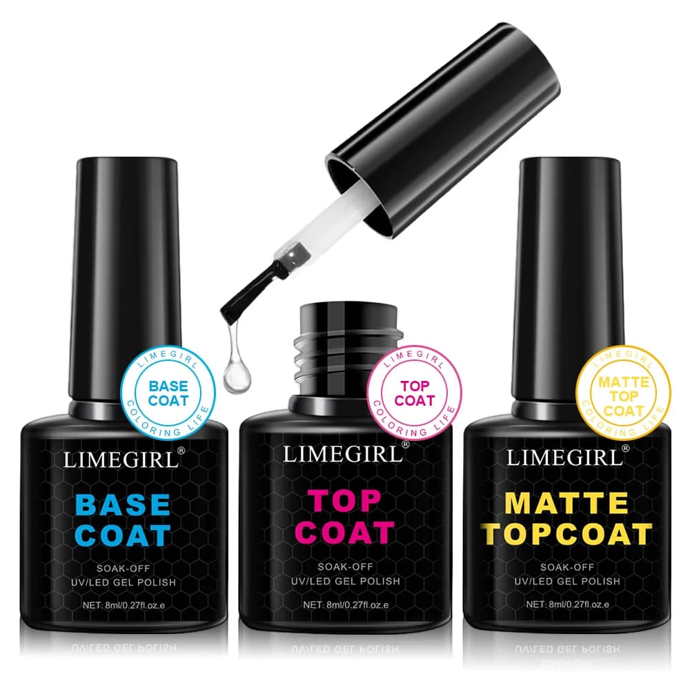 LIMEGIRL 3 pz/kit Nail Art Soaking Primer Trasparente Cappotto Smalto Per Unghie Gel UV Smalto Secco Cura Schiarente Kit Manicure Multifunzionale