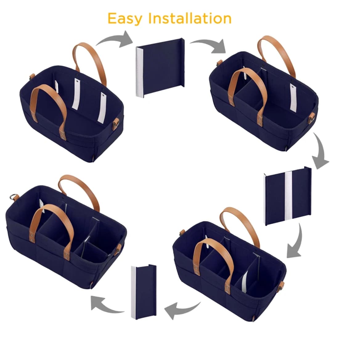 YHYS Portaoggetti in feltro per bambini Cestino per organizer per la scuola materna Borsa per pannolini per neonati con manico Fasciatoio per pannolini per bambini B