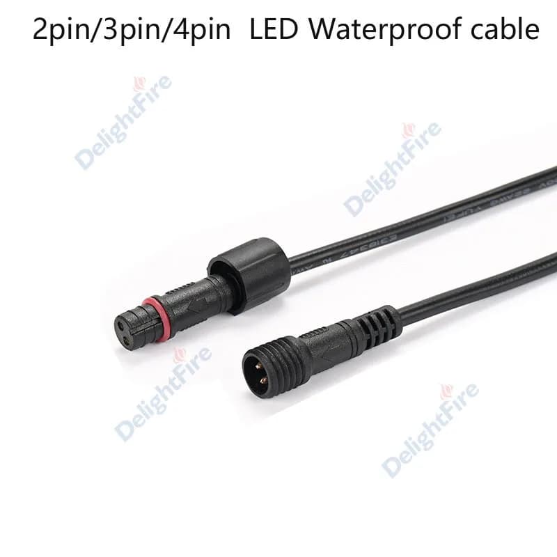 2/3/4 Pin Waterproof LED Connector, IP65 Male-Femmina cable for LED Strips from External, Lighting and Solar Projects