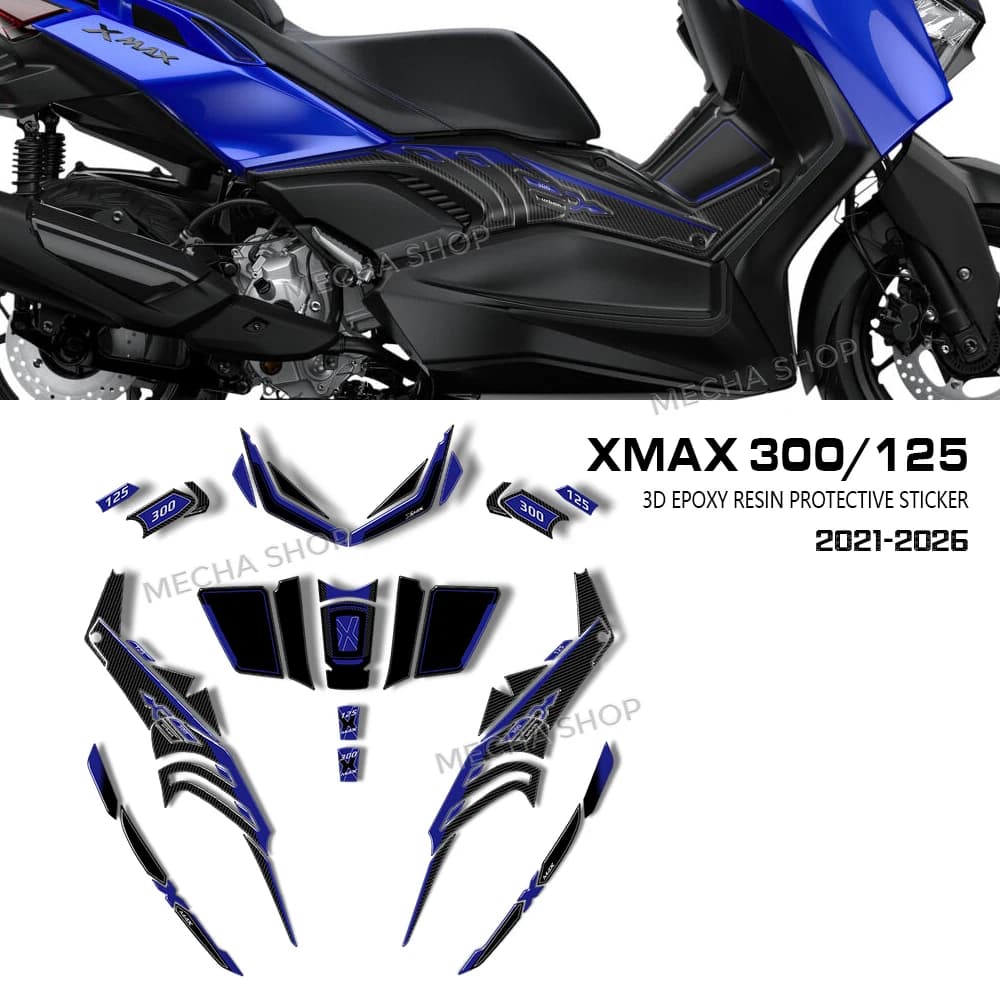 Kit di Protezione Adesivi 3D in Resina Epossidica per Accessori XMAX300, Adesivi XMAX 300 e XMAX 125 2023 2024 2025 2026