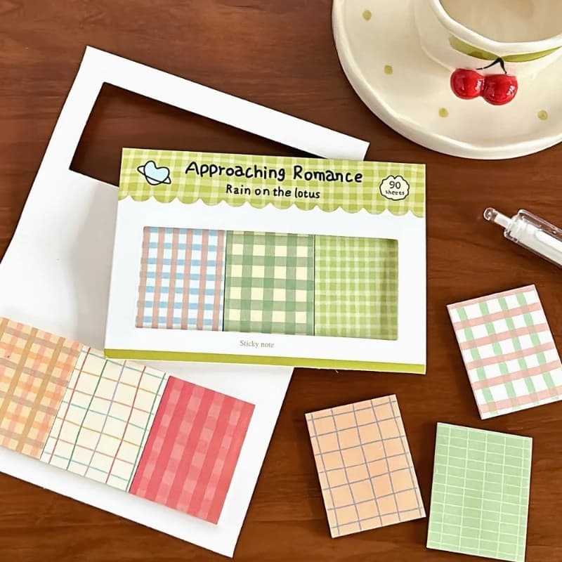 Mini Blocco Note Adesivo a Quadretti e Righe, Materiali Decorativi per Appunti, Foglietti Adesivi per Messaggi