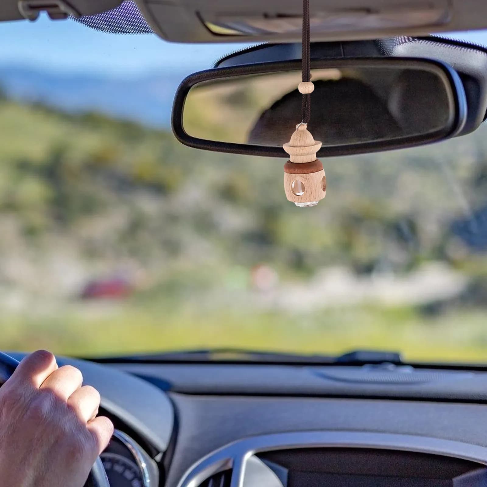 Car diffuser, Deodorant for Environments, Wood Pendant for Essential Oils, Decoration from Hanging to Mirror Retrovisor, Bottle for Aromatherapy, Accessories for Interior Cars