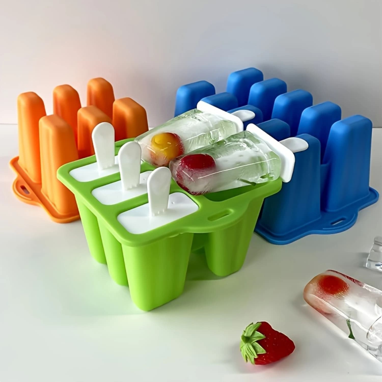 Easy-Release Silicone Popsicle Maker Set With Lids & Sticks - Bpa Free, 10 & 6 Cavity Ice Molds For Homemade Treats