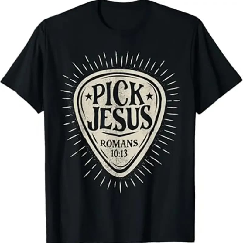 Pick Jesus Romans 10 13 T Shirt Faith Guitar Pick Tee