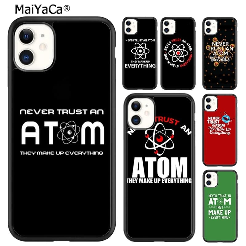 Custodia per telefono con design 'Never Trust An Atom' e 'Cool Science' per iPhone 17 Air 16 pro max 15 14 plus 12 13, Cover, coque