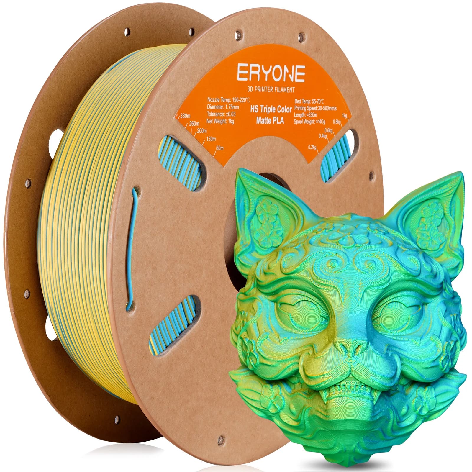 Filamento PLA opaco tricolore ERYONE 1KG in promozione, 1,75 mm per stampa 3D con stampante FDM, consegna rapida, nuovo arrivo, 1 kg/bobina