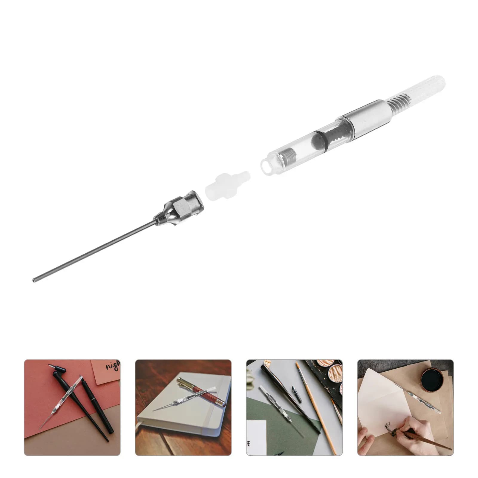 10Pcs Fountain Pen Ink Absorbing Tool Ink Filler Converter for Refilling Without Stains Versatile Easy-Clean Stainless Steel