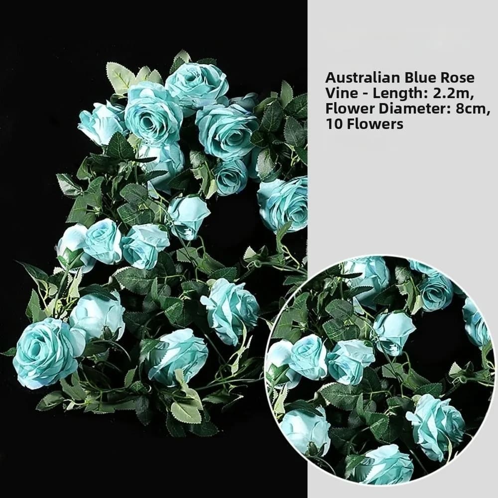 Plastic Silk Artificial Australian Rose Vine 10 Colors 1.8m 54 Heads Hanging Flowers Bud Rattan Fake Plants Leaves