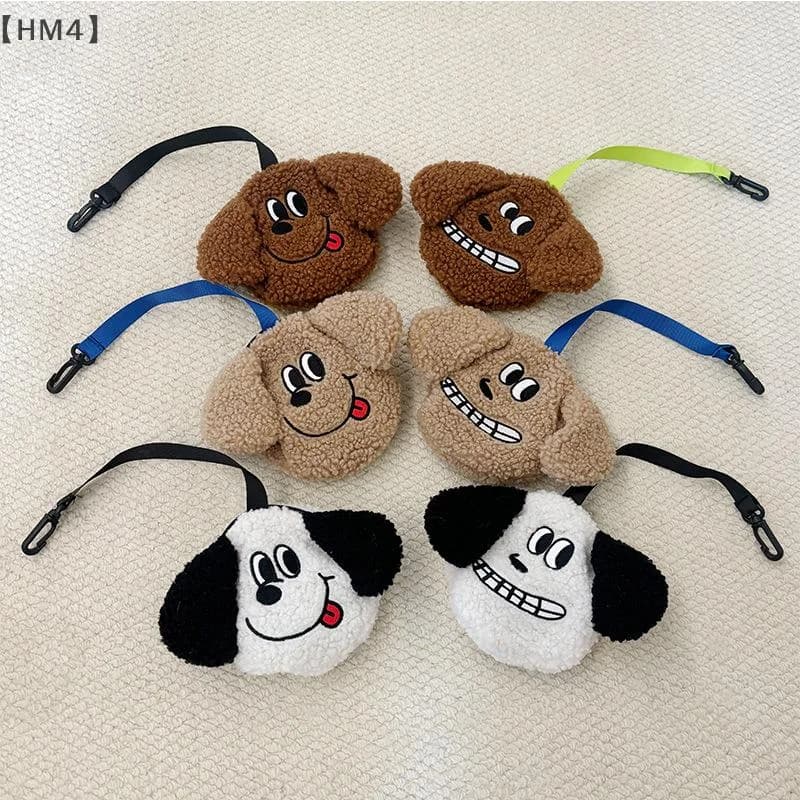 〔HM4〕Cute Plush Puppy Outdoor Portable Waste Bag Dispenser Carrier Dog Clean Bag Holder Storage Box Bag Accessories