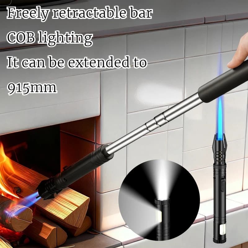 NUOVO Accendino Gonfiabile Estensibile con Asta Allungabile, Lanciafiamme ad Alta Temperatura, Regalo, Accessori per Sigarette