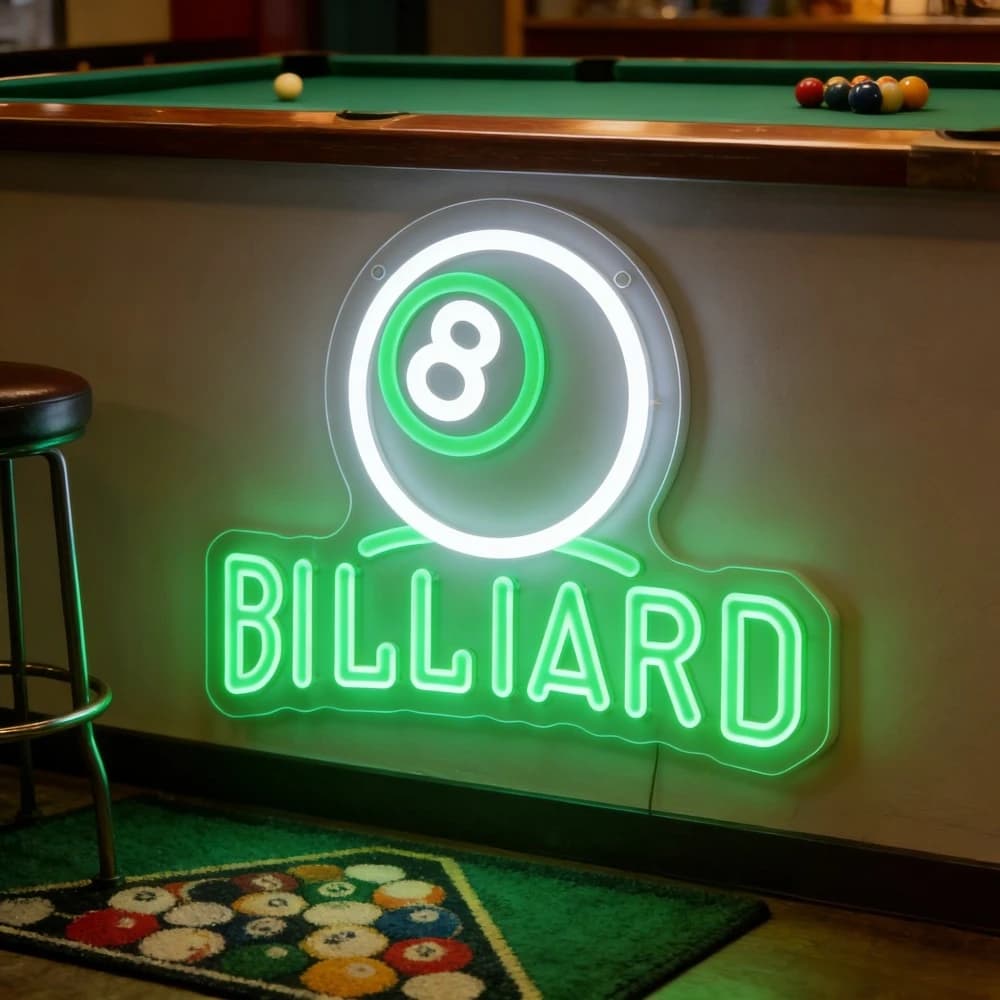 Insegna al Neon LED a Forma di Palla da Biliardo 8, Perfetta per Bar, Sale Giochi, Decorazione per Man Cave, Illuminazione a Tema Sportivo Retrò
