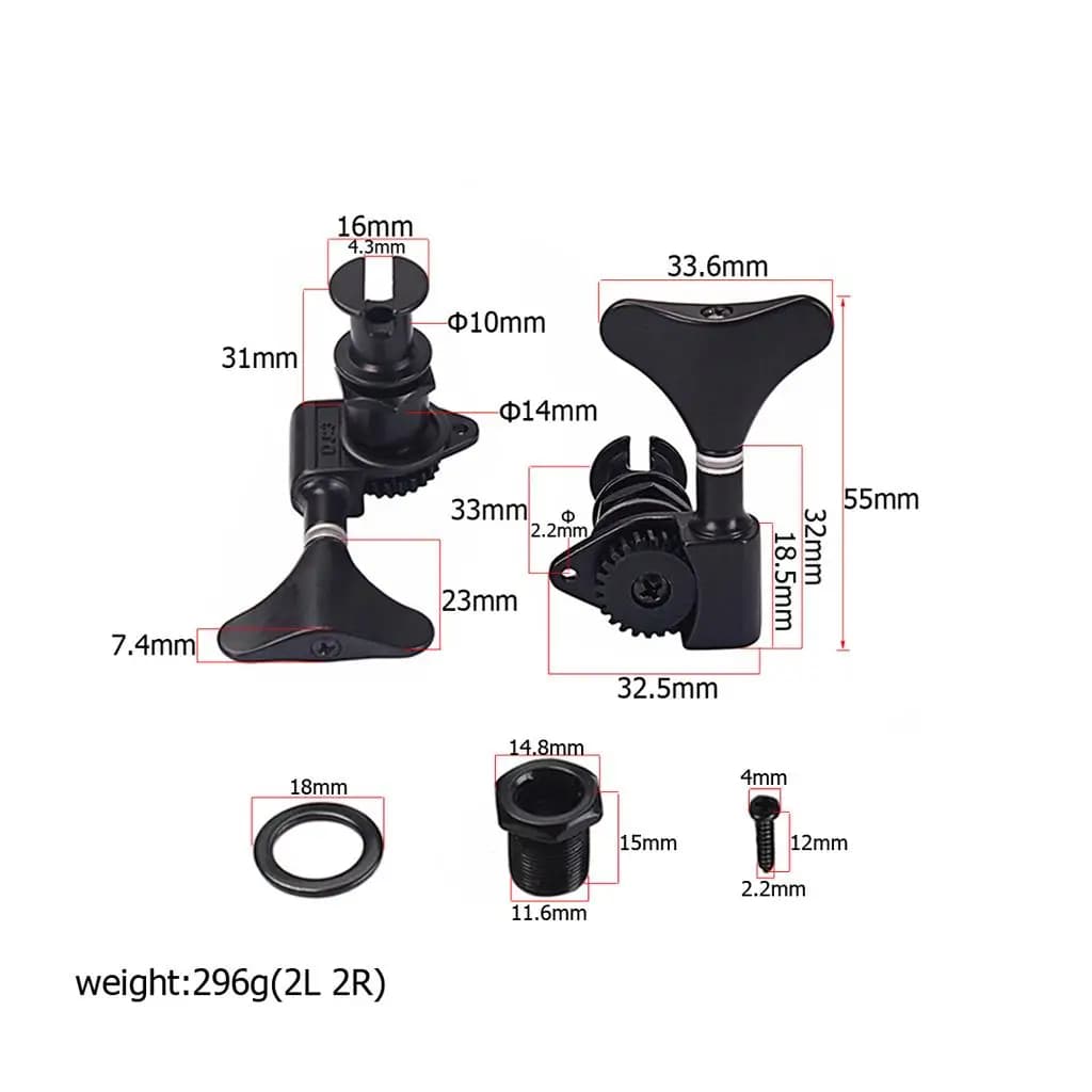 Ukulele String Pegs Tuners 1 24 Gear Ratio Black Alloy Machine Heads Parts for Ukulele Guitar Bass