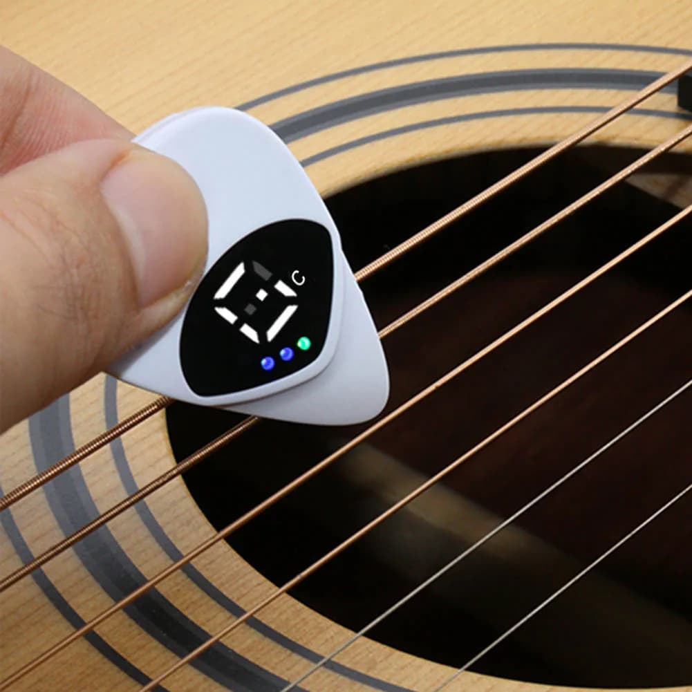 Plettri per Chitarra 2-in-1 con Accordatore Integrato per Chitarra Acustica, Elettrica, Basso e Mandolino Senza Batteria - Accessori per Chitarra