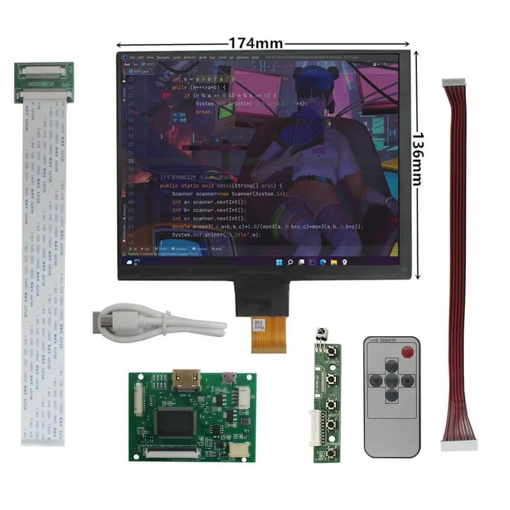 Scheda di controllo driver per monitor LCD con display IPS 4:3 da 8 pollici 1024*768 compatibile HDMI per Lattepanda, Raspberry Pi, Banana Pi PC