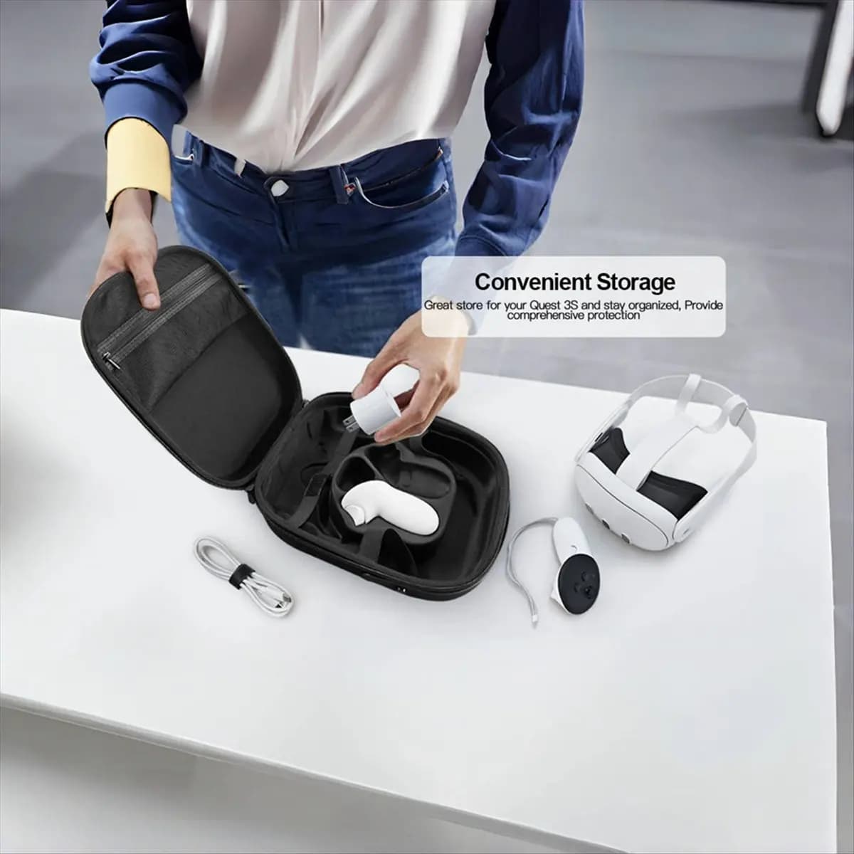 Welcome Deal~Carrying Case for 3S VR Gaming Headset Controller Travel Carry Case Bag for 3S VR Accessories,A
