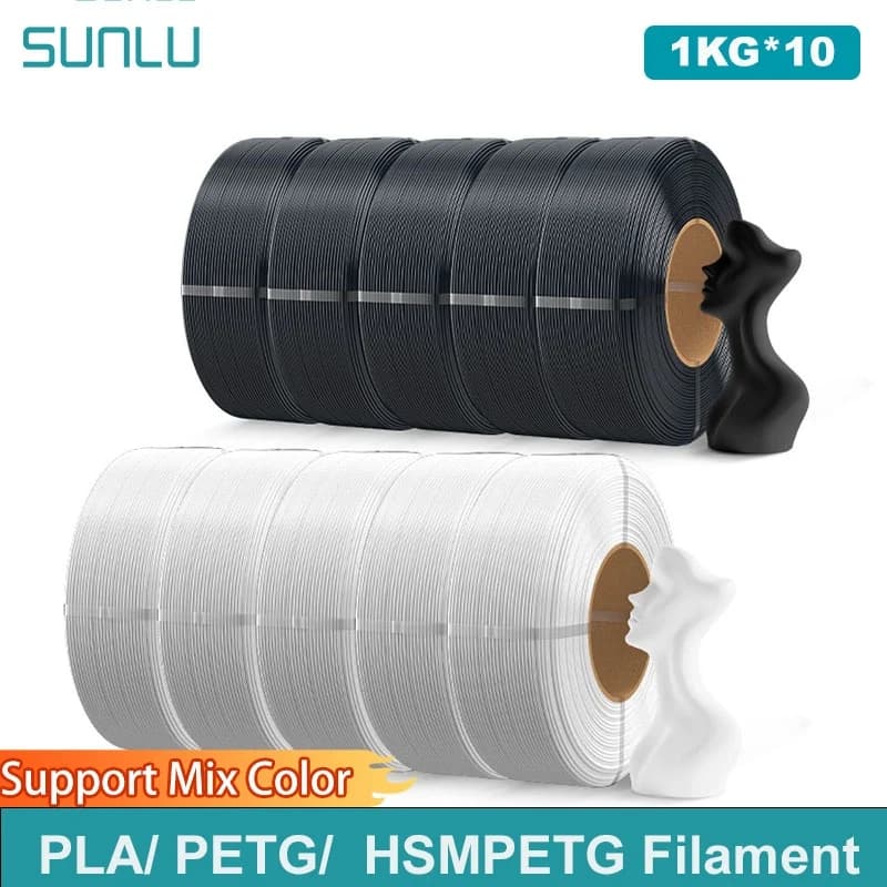 SUNLU 10KG PLA/PETG/ High Speed Matte PETG Filament 1.75mm 1KG Without Tray 3D Printer Filament for 3D Printer，Refll Filament