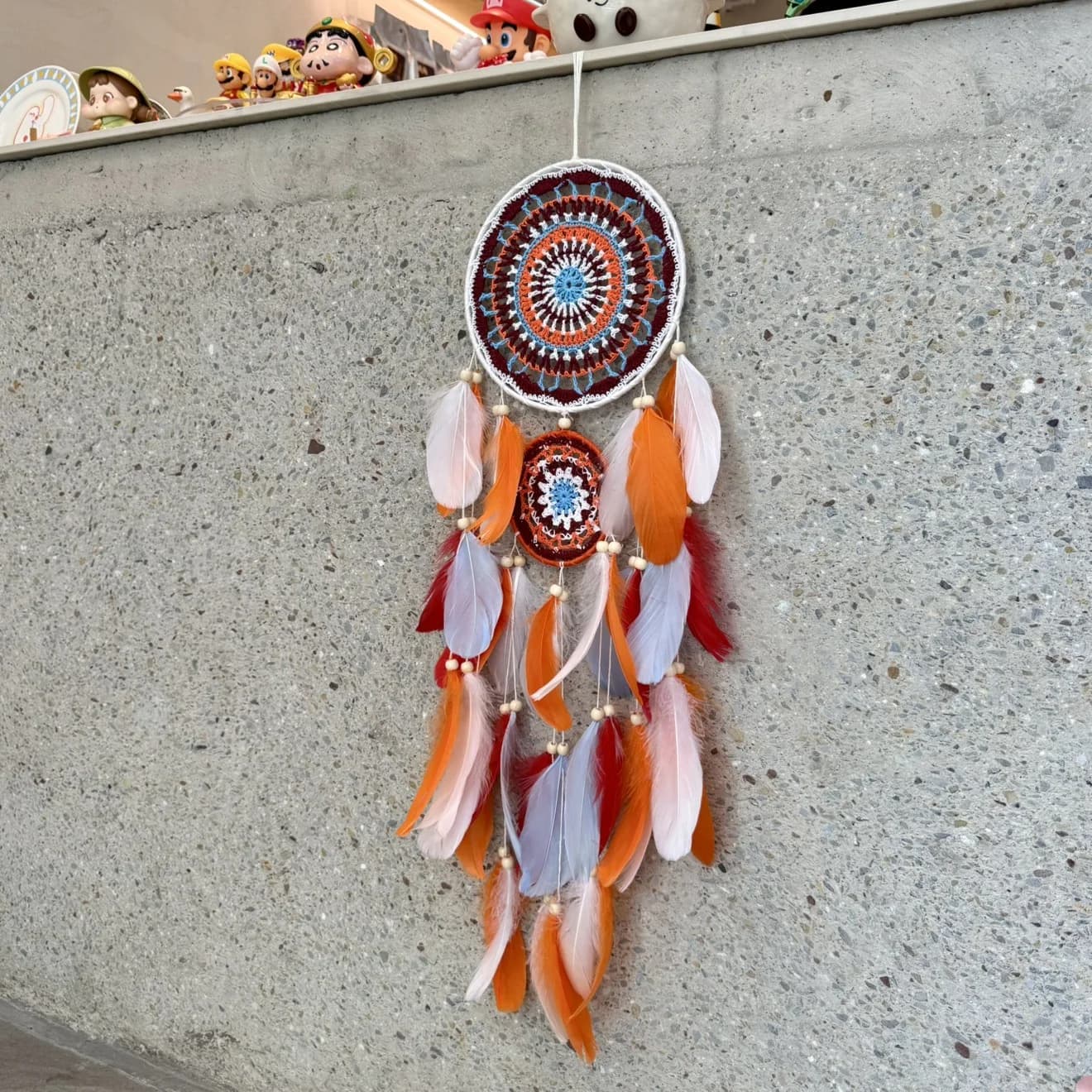 European Style Dream Catcher, Handwoven Feather & Tassel Wall Art, Elegant Wind Chime for Home, Tassel Macrame Decor