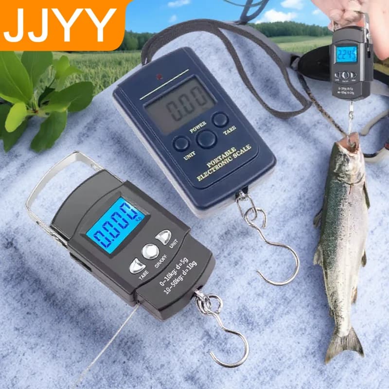 Bilancia Digitale Portatile da 50kg/40kg con Retroilluminazione, Bilancia da Pesca, Strumento di Pesatura per Viaggi e Bagagli