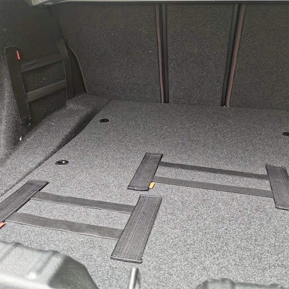 Organizer per Bagagliaio Auto con Nastro a Strappo, Scatola Portaoggetti Antiscivolo e Cinghia di Fissaggio Universale per Interni Auto in Peluche, Previene le Versazioni
