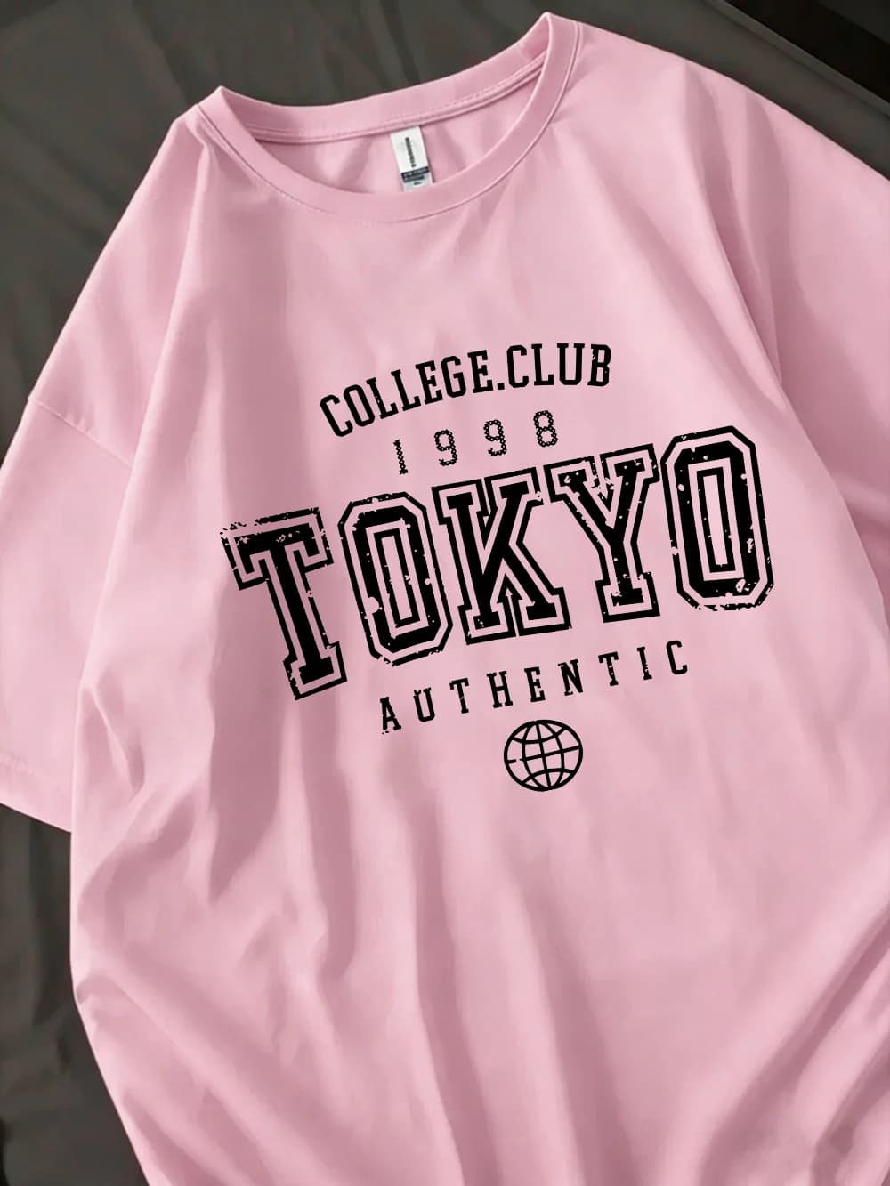 College.Club 1998 Tokyo T-shirt in cotone stampato da donna, top oversize estivi, t-shirt casual morbida a maniche corte, t-shirt basic con scollo a O