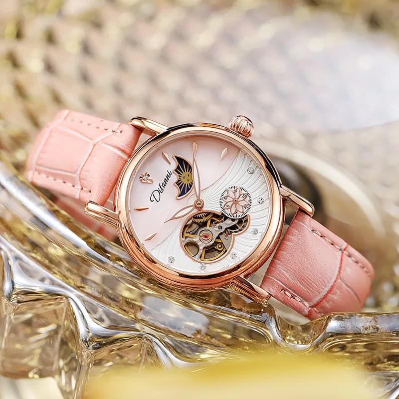 Lady automatic mechanical watches women's watch revolving women's watch brand luxury fashion moonlight watch waterproof