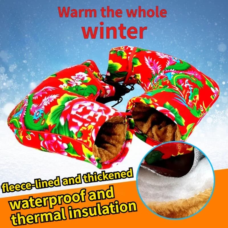 Motorcycle Handlebar Cover Winter Battery Bike Windshield Gloves Windproof Warm Handle Thickened Colorful Pattern