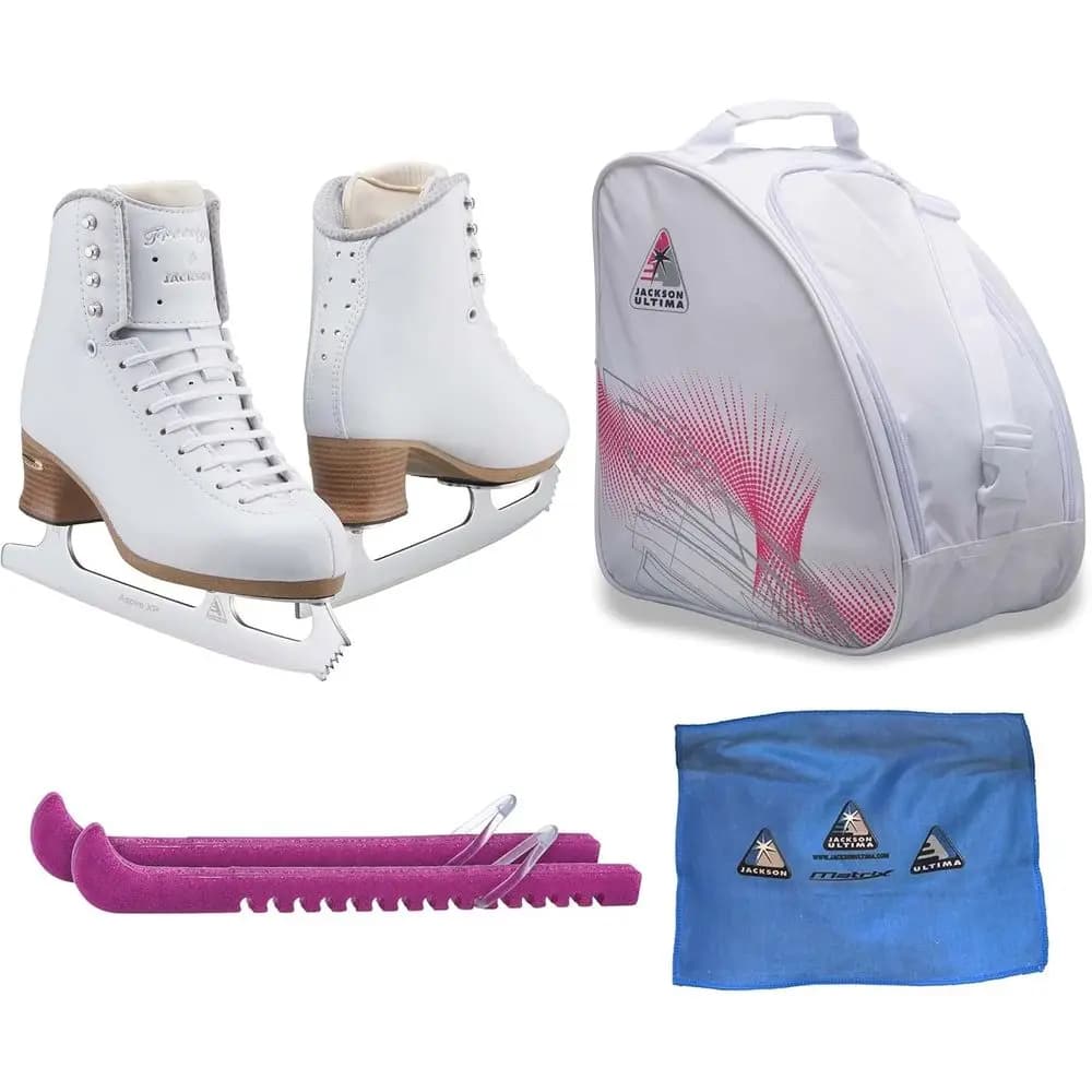 Pattini da ghiaccio Jackson Ultima Figure per Donne e Ragazze, Set con Borsa per Pattini Jackson, Protezioni Guardog, Asciugamano - APPENA LANCIATI 20