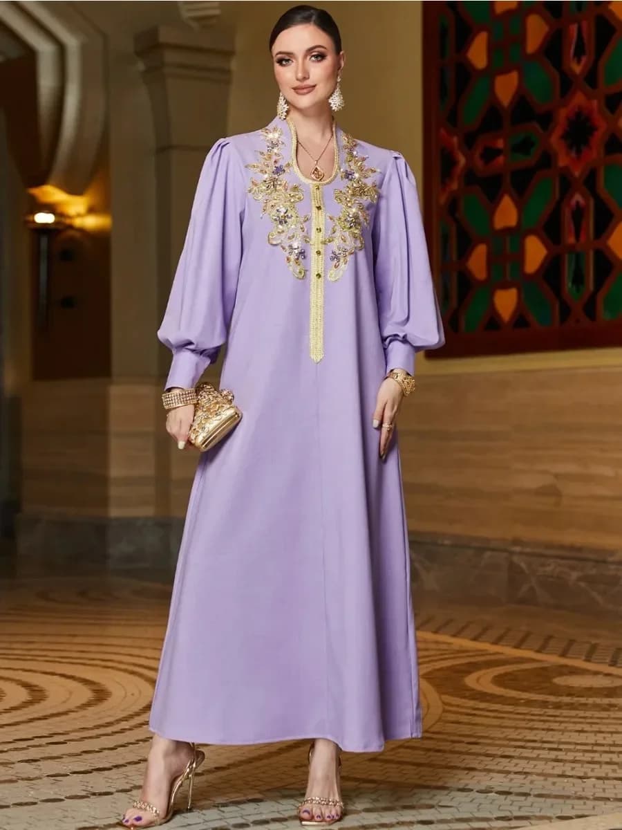 Raso Ramadan Party Dress For Women Mulsim Abaya V Neckline Jalabiya Dress Maxi Robe Moroccan Party Caftano Party Dresses 2026