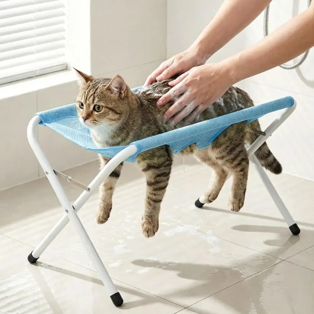 Premium Adjustable Pet Grooming Hammock, Breathable Scratch-Resistant Bathing Bed for Cats & Small Dogs,Multi-Use Pet Workbench