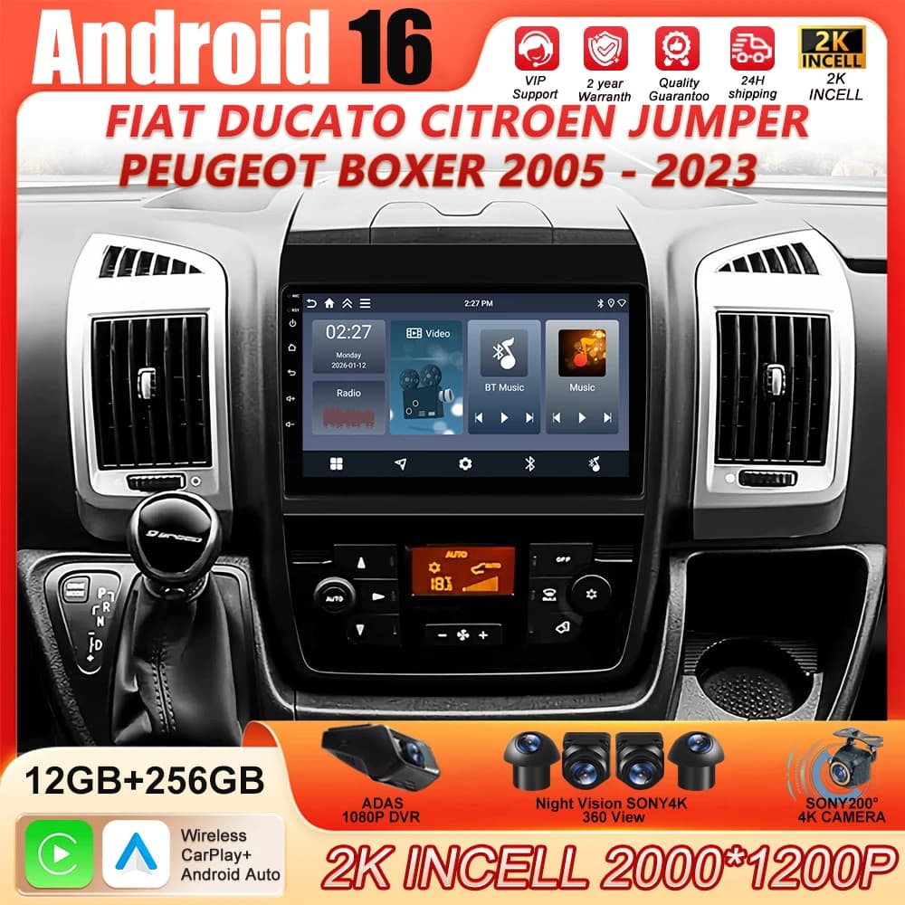 Android 15 Autoradio Per Fiat Ducato Citroen Jumper Peugeot Boxer 2005 - 2023 Wireless Carplay WIFI Auto Lettore Multimediale BT