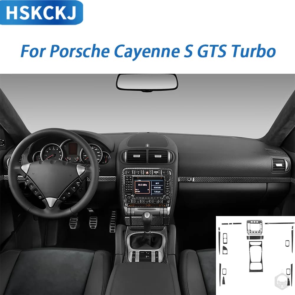 For Porsche Cayenne S GTS Turbo 2003—2010 Accessories Auto Side mirror carbon fiber button Start-Stop Internal cover Trim Wall decal