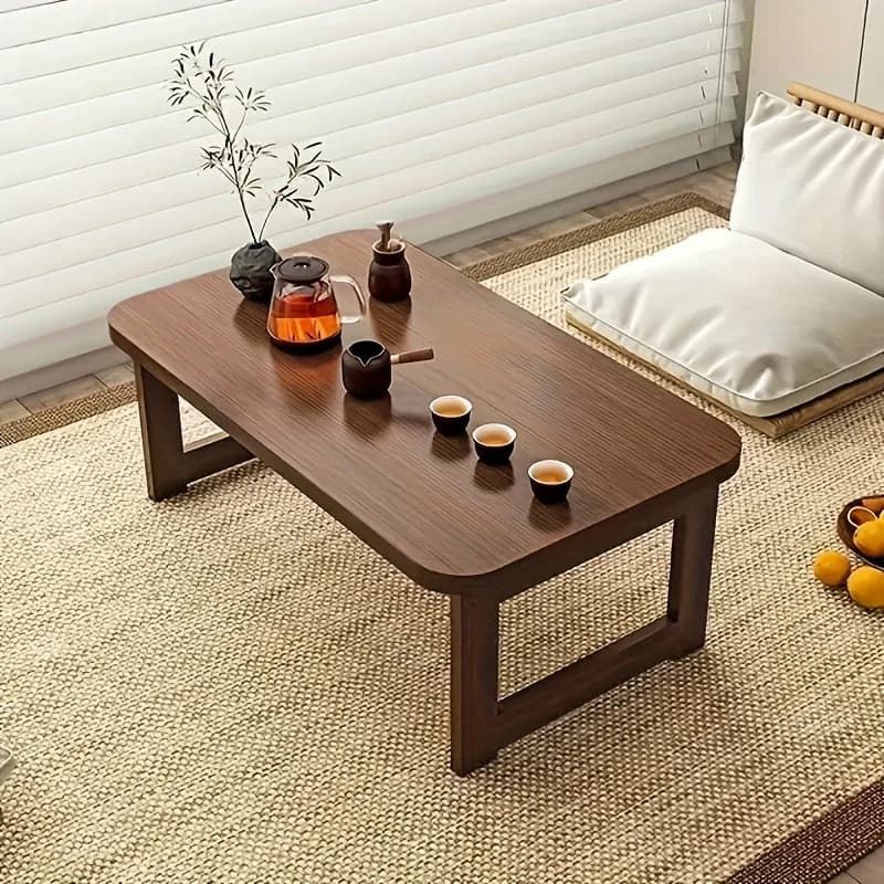 Foldable Portable Side Table Bamboo Tabletop Wooden Frame Minimalist Space Saving End Table Indoor Multifunctional Accent Table
