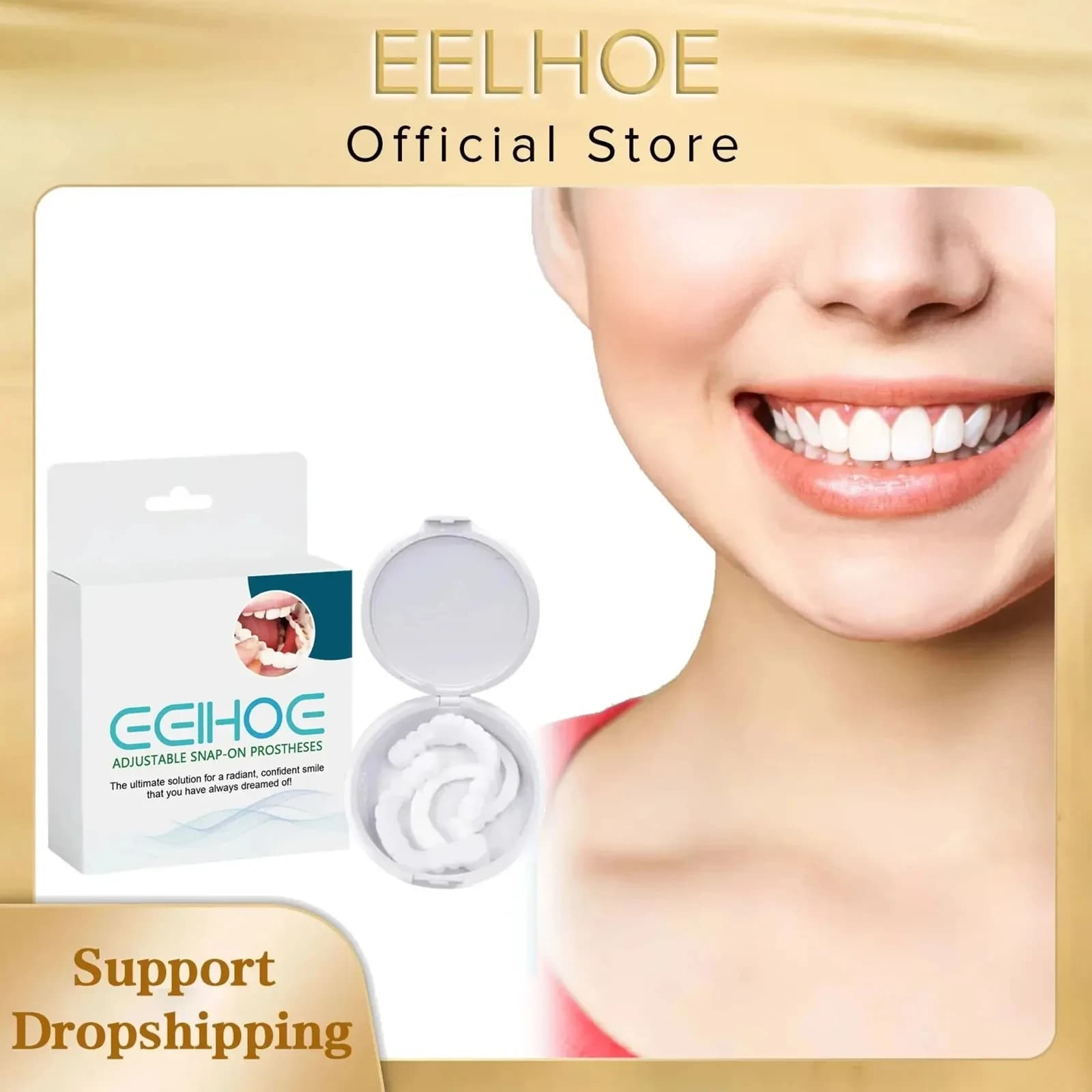 EELHOE Snap Veneers Cosmetic teeth Upper temporary teeth Instant secure smile Perfect fit Teeth whitening Fake teeth
