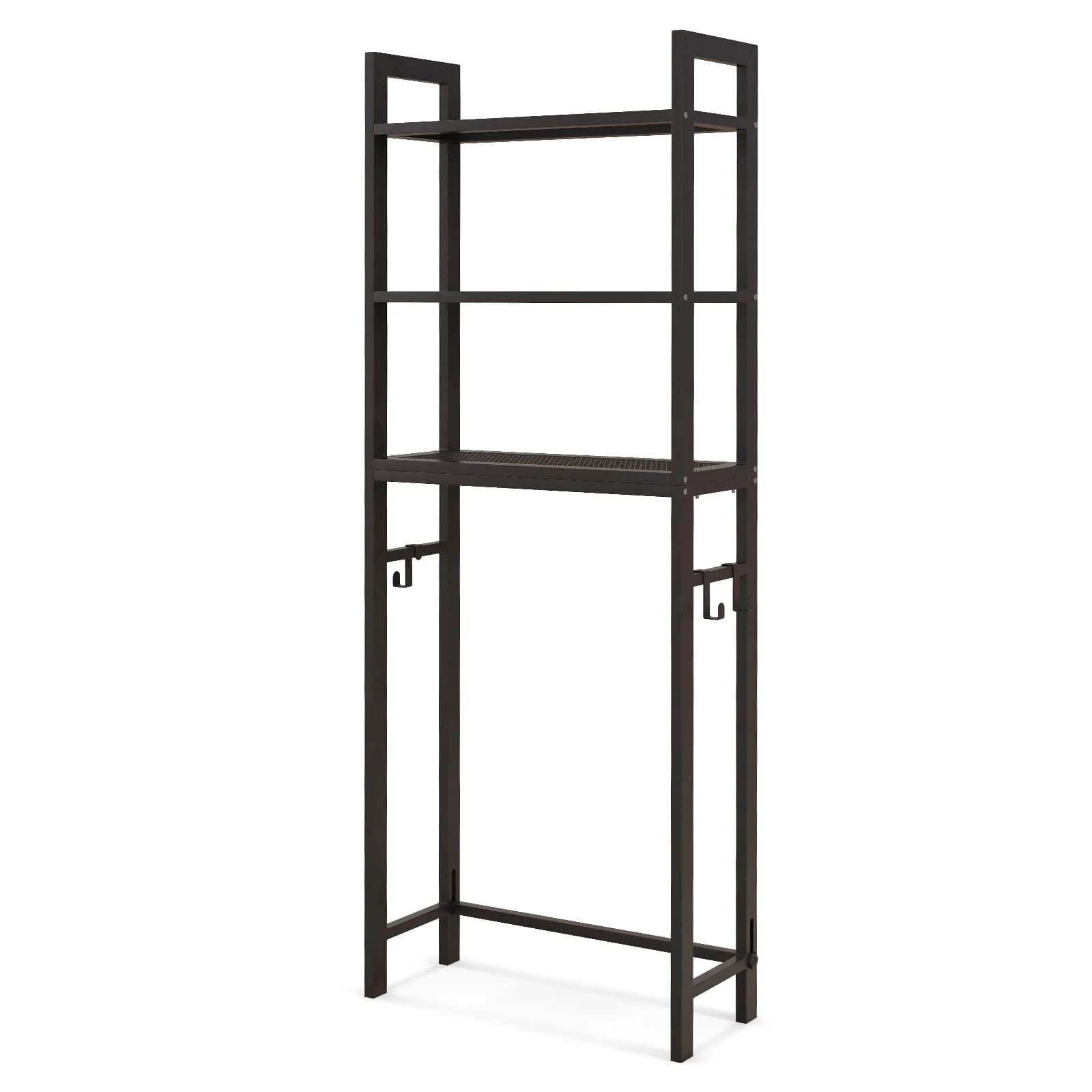Scaffale portaoggetti sopra il WC, salvaspazio, ganci per organizer da bagno in metallo, bianco