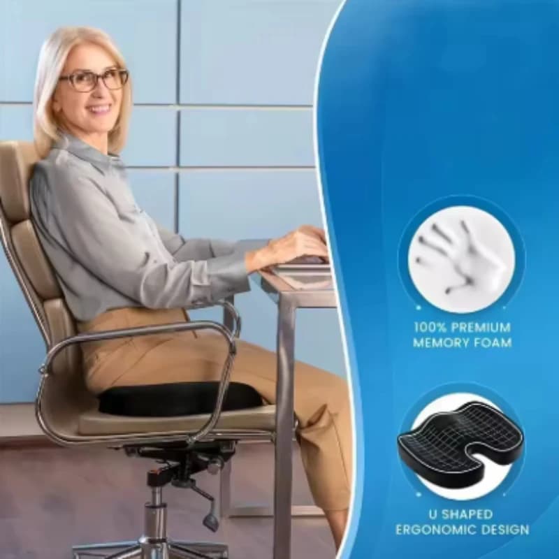 Cuscino Ergonomico in Memory Foam per Seduta Prolungata, Allevia il Dolore, per Ufficio, Casa, Studenti
