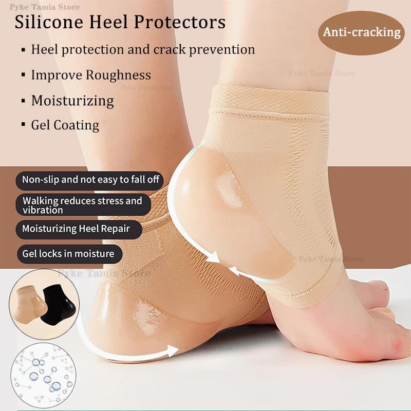 2 Pieces Cover Protective Silicone Cover for Foot Care, Anti-Screpolation, Pain Relief, Hydrating, Socks, Shoe Bearings, Men's and Women's Inserts