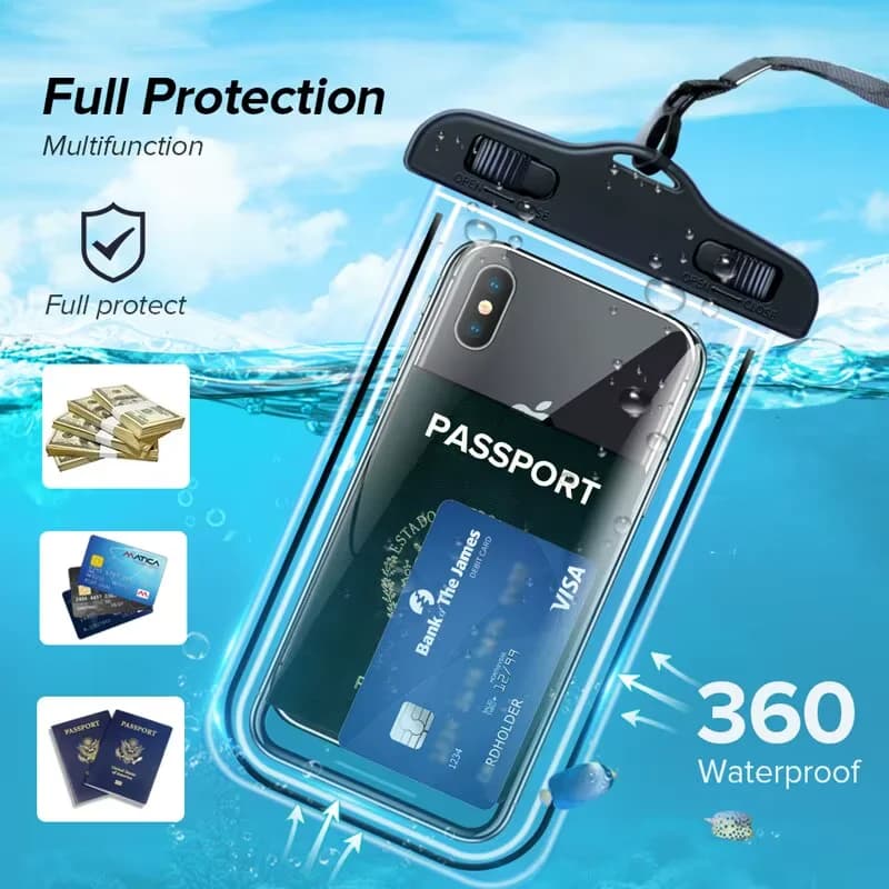 Waterproof Universal Phone Case Bag for iPhone 17 16 15 14 13 12 11 Pro Max Samsung S23 S24 S25 Ultra Swim Case Accessories