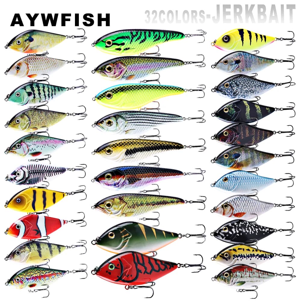 AYWFISH 1PCS Plastica Dura Sonagli Slider Affrontare Luccio Musky Killer Manovella Jerk Esca Richiamo di Pesca WobblerFishing Jerkbait Predator