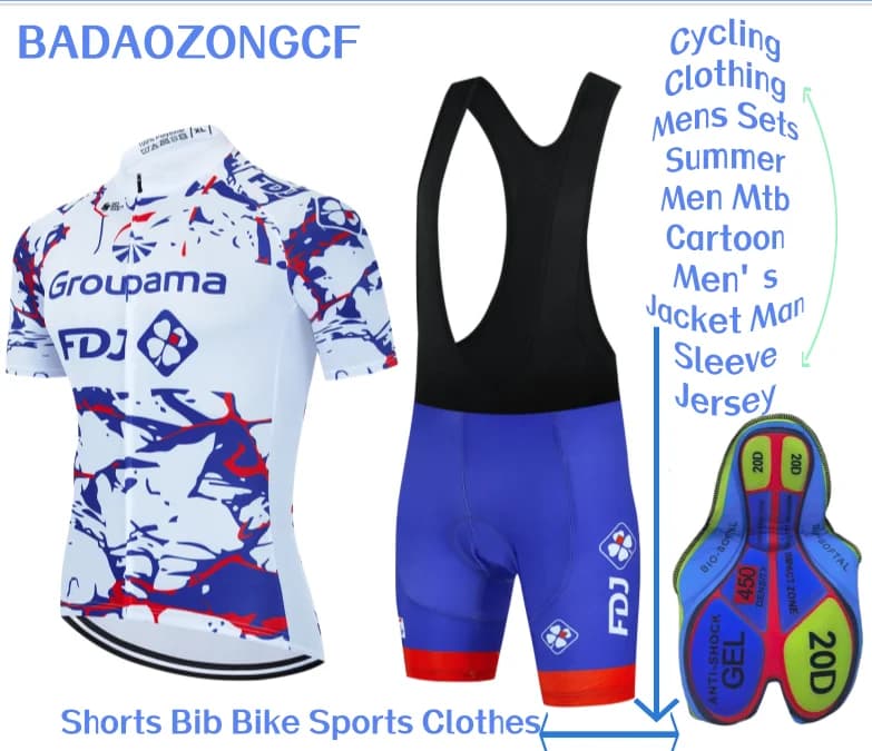 Cycling Clothing Mens Sets Summer 2025 Men Mtb Cartoon Men's Jacket Man Sleeve Jersey Shorts Bib Bike Sports Clothes