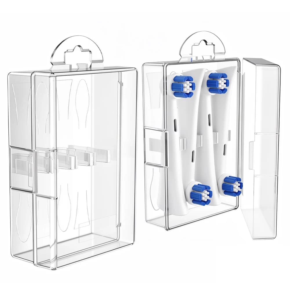 Dustproof travel case for toothbrush heads compatible with spare heads for Oral B, iO and Philips Sonicare