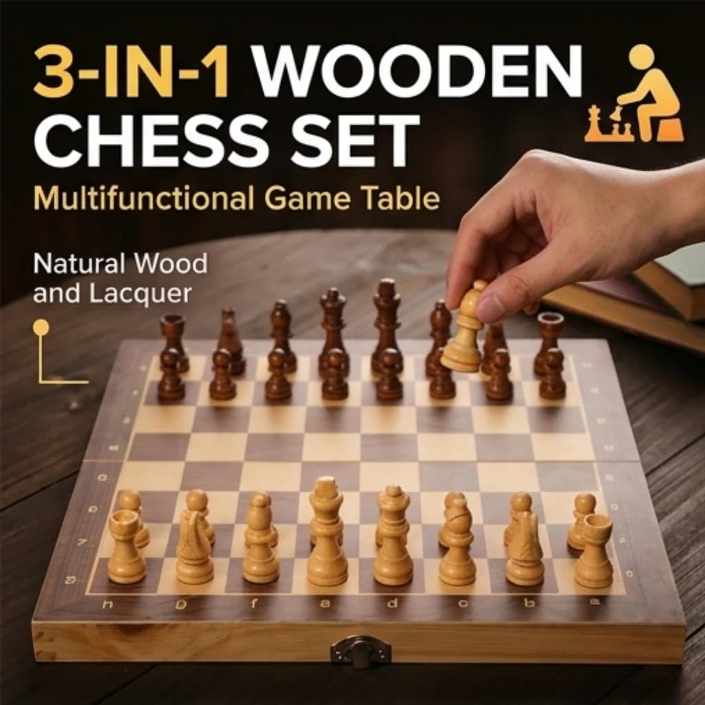 Set di scacchi in legno 3 in 1, professionale, pieghevole, scacchi internazionali, dama, backgammon, giochi da tavolo per bambini e adulti, idee regalo