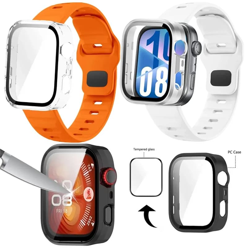 Custodia Protettiva in Silicone Anti-Caduta e Anti-Graffio per Huawei Watch Fit 4 e Huawei Watch Fit 4 Pro, con Cinturino Sportivo