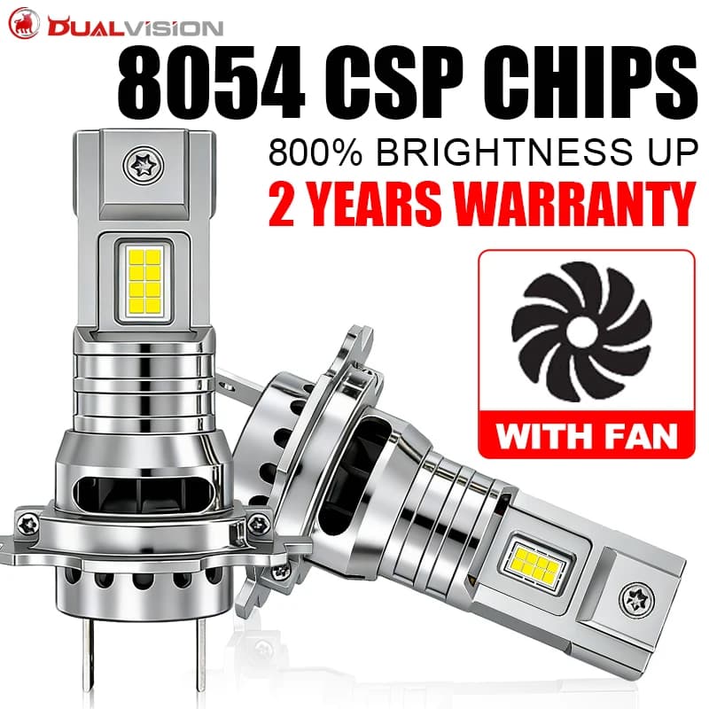 Lampadine LED H7 per Fari Auto 120W 30000LM, Luci LED H7 per Fari e Fendinebbia 6000K, Fari CSP 7035, Luci Anteriori CSP 8054 con Ventola Turbo