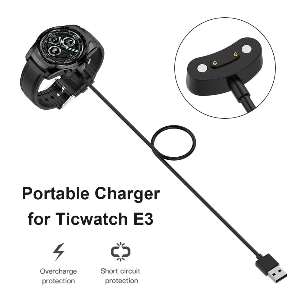 USB Fast Charger Cable Smart Watch Accessories USB Power Charger Cable Dock Stand for Ticwatch E3 / Pro3 / Pro3 LTE