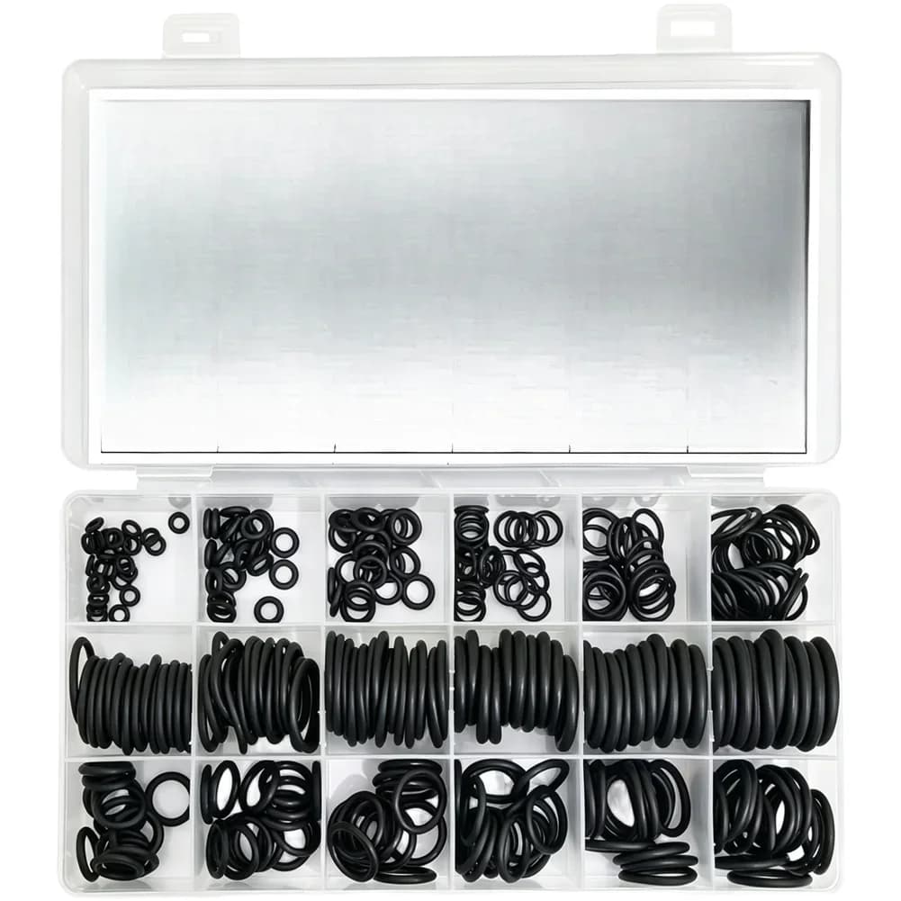 Industrial O-Ring Kit With 18 Standard Sizes In Nitrile Rubber For Use In Equipment Servicing And Component Assembly Operations