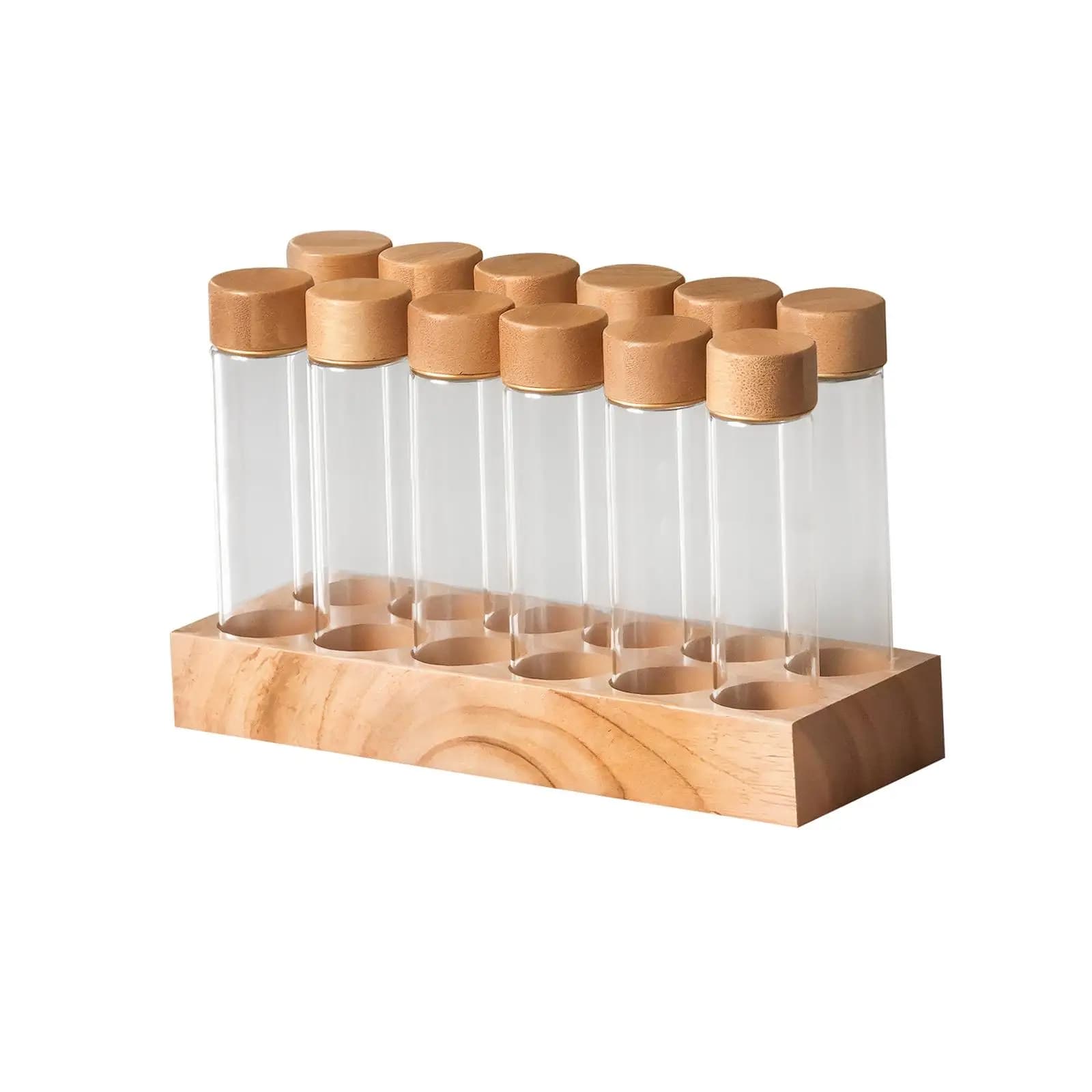 Coffee Beans Storage Containers Portable Wooden Display Stand Coffee Bean Test Tube for Bar Countertop Coffee Shop Cafe Kitchen