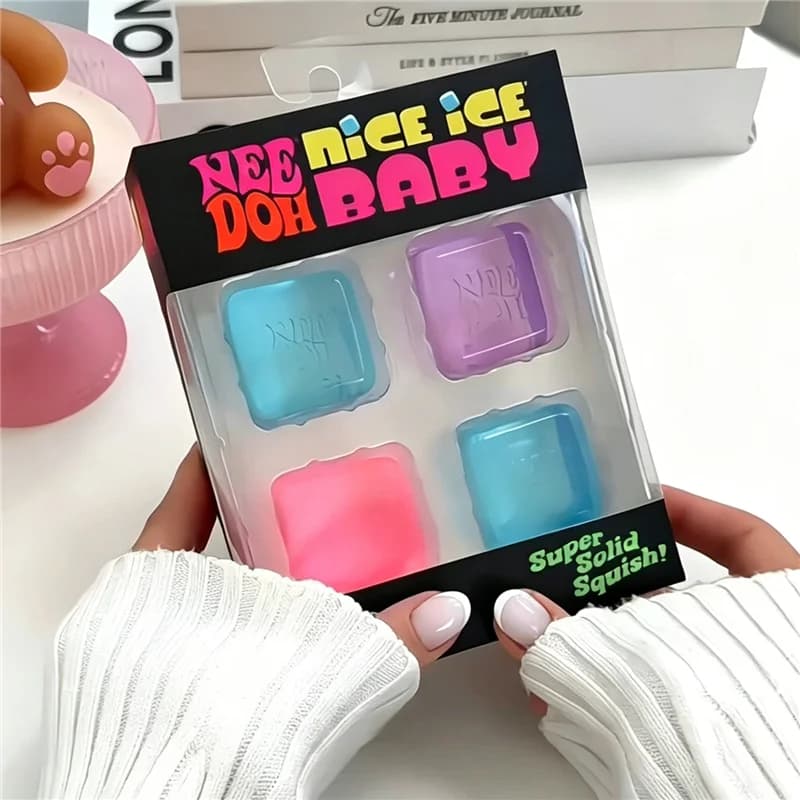 2026Needoh Nice Ice Baby Fidget Cube Set 4 Pack Super Solid Squish Sensory Toys Non-toxic Squeeze Toys for ADHD and Autism Gift