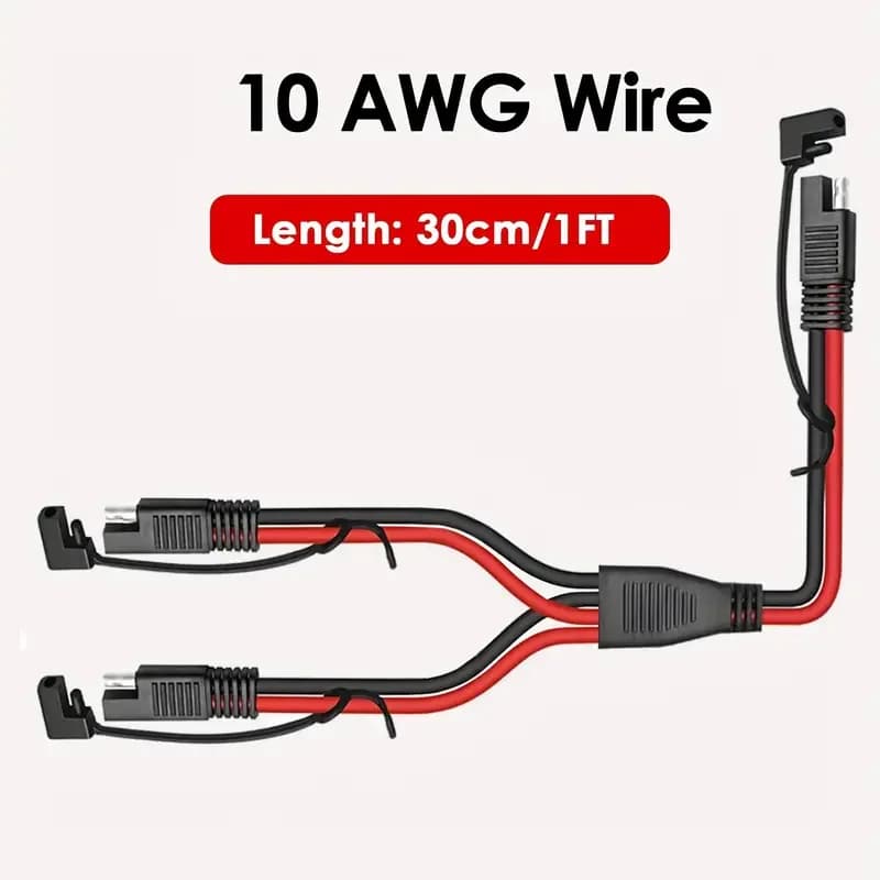 Cavo sdoppiatore SAE a SAE Y da 1 pezzo 10AWG 1FT/30 cm (1 a 2) – Nessun assemblaggio richiesto per automobili, motocicli, pannelli solari (≤ 36 V)